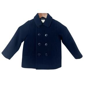 Jcrew Crewcuts Boys Navy Blue Peacoat Size 3 Wool Blend Preppy Kids Girls